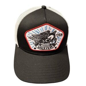Lethal Threat Born Free USA Eagle Trucker Hat Black White Mesh Snapback Cap NEW